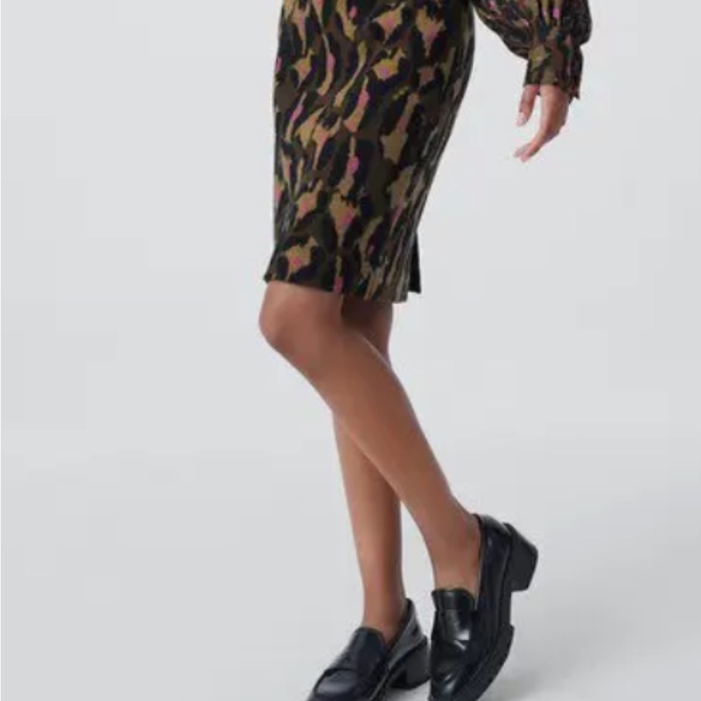 Diane Von Furstenberg Brown Leopard Midi Skirt with Pink Spots